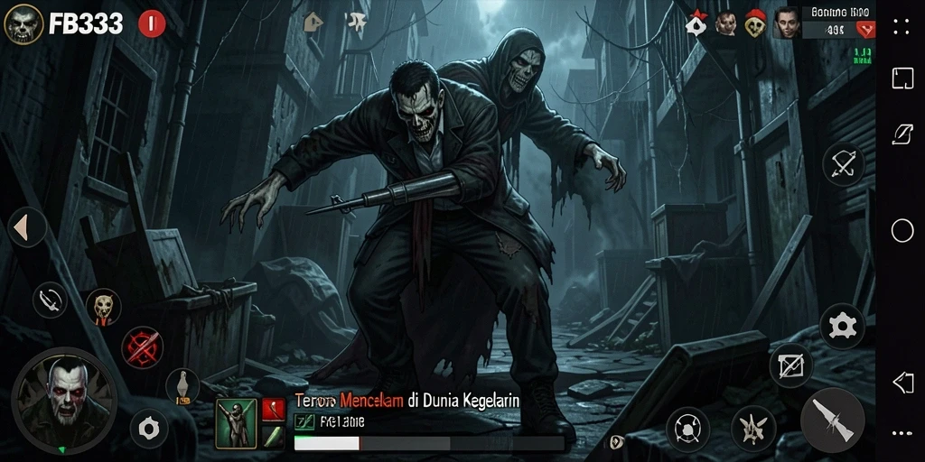 Screenshot menunjukkan suasana mencekam dalam gameplay FB333.