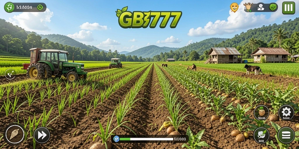 Screenshot GB777 menampilkan aktivitas bertani yang seru dan interaktif.