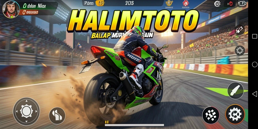 Tampilan gameplay balap motor yang mendebarkan dan penuh aksi.