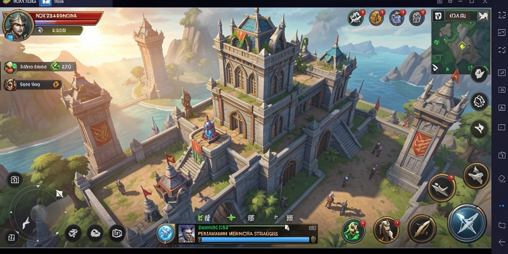 Screenshot gameplay <strong>NOX123</strong> yang menunjukkan aksi menara dalam pertahanan.