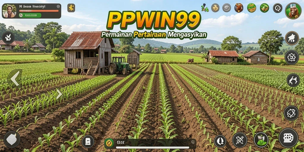 Tangkapan layar gameplay <strong>PPWIN99</strong> yang menunjukkan lahan pertanian yang subur.