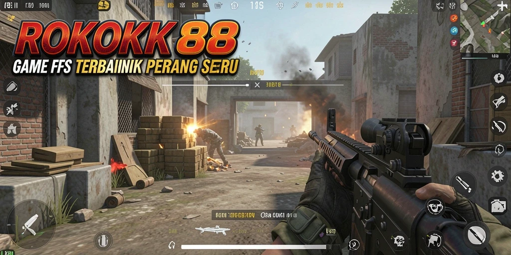 Screenshot permainan ROKOK88 menampilkan aksi tembak-menembak yang mendebarkan.