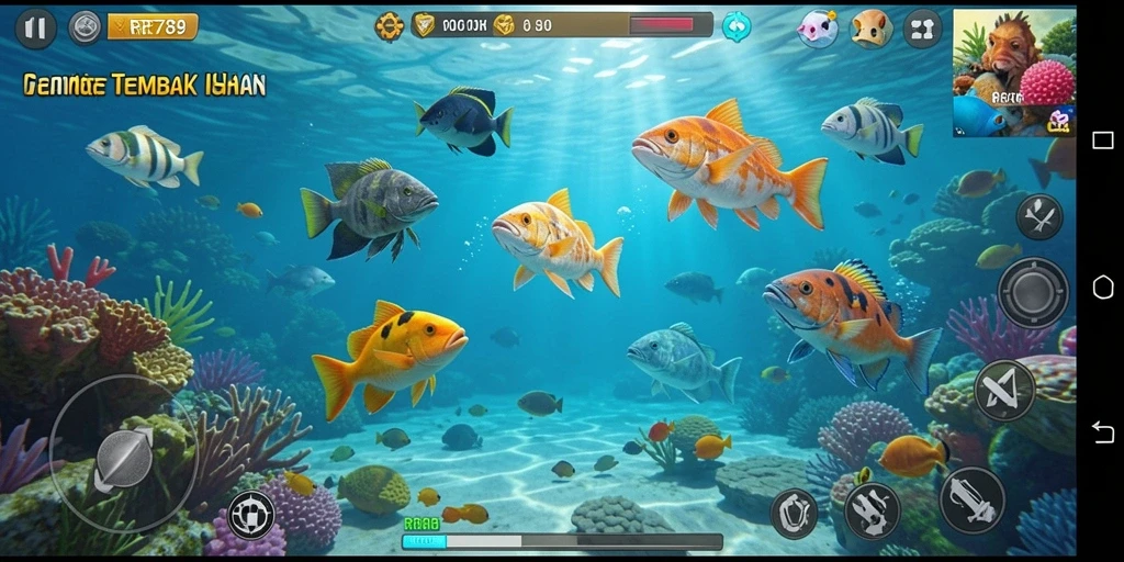 Screenshot gameplay Tembak Ikan yang penuh warna dan menarik.