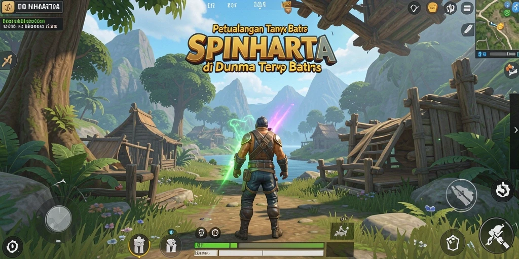 Screenshot gameplay SPINHARTA menampilkan petualangan mendebarkan di dunia terbuka.