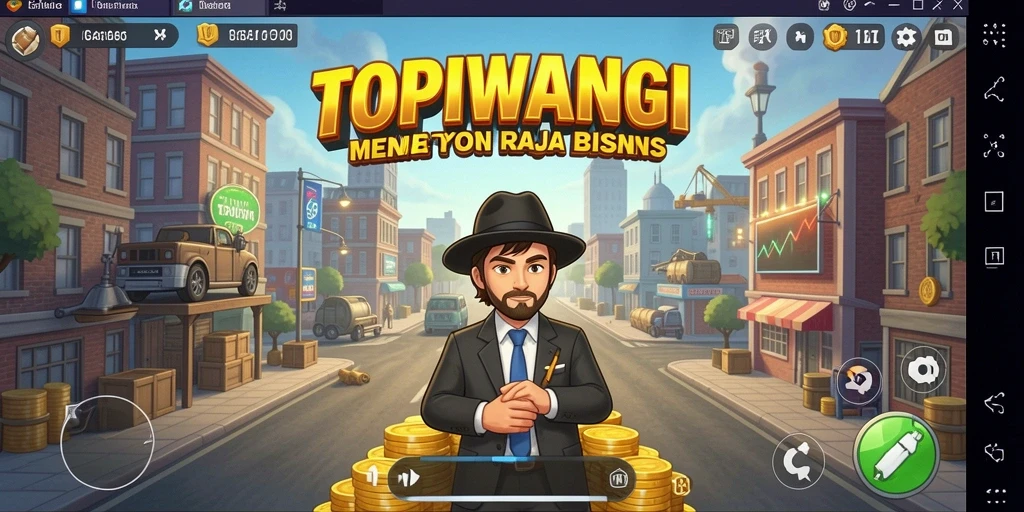 Tampilan gameplay TOPIWANGI yang menarik dengan elemen Tycoon.