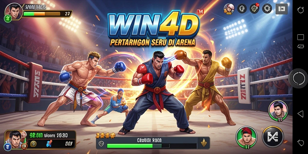 Tampilan gameplay WIN4D dengan aksi pertarungan yang intens.